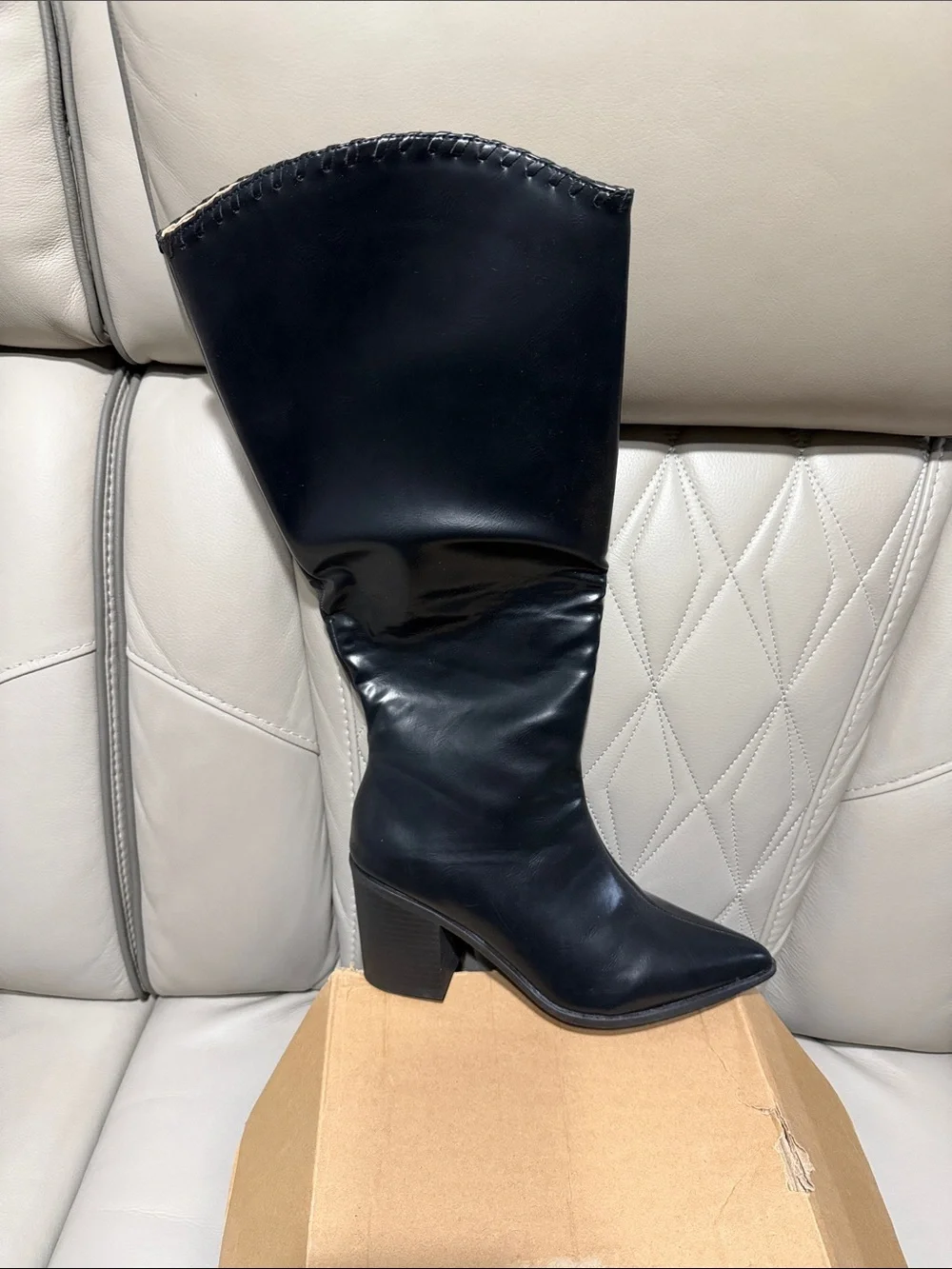 Journee Collection Black Daria Over-the-Knee Block Heel Boots